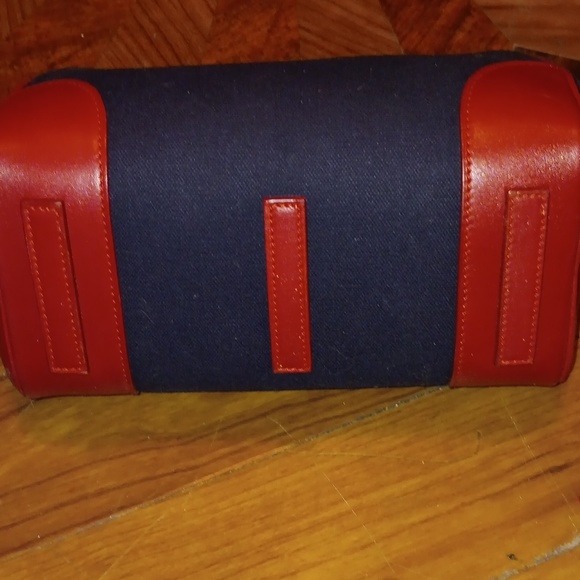 NWOT RALPH LAUREN RED LEATHER/NAVY FABRIC HANDBAG - Picture 7 of 10